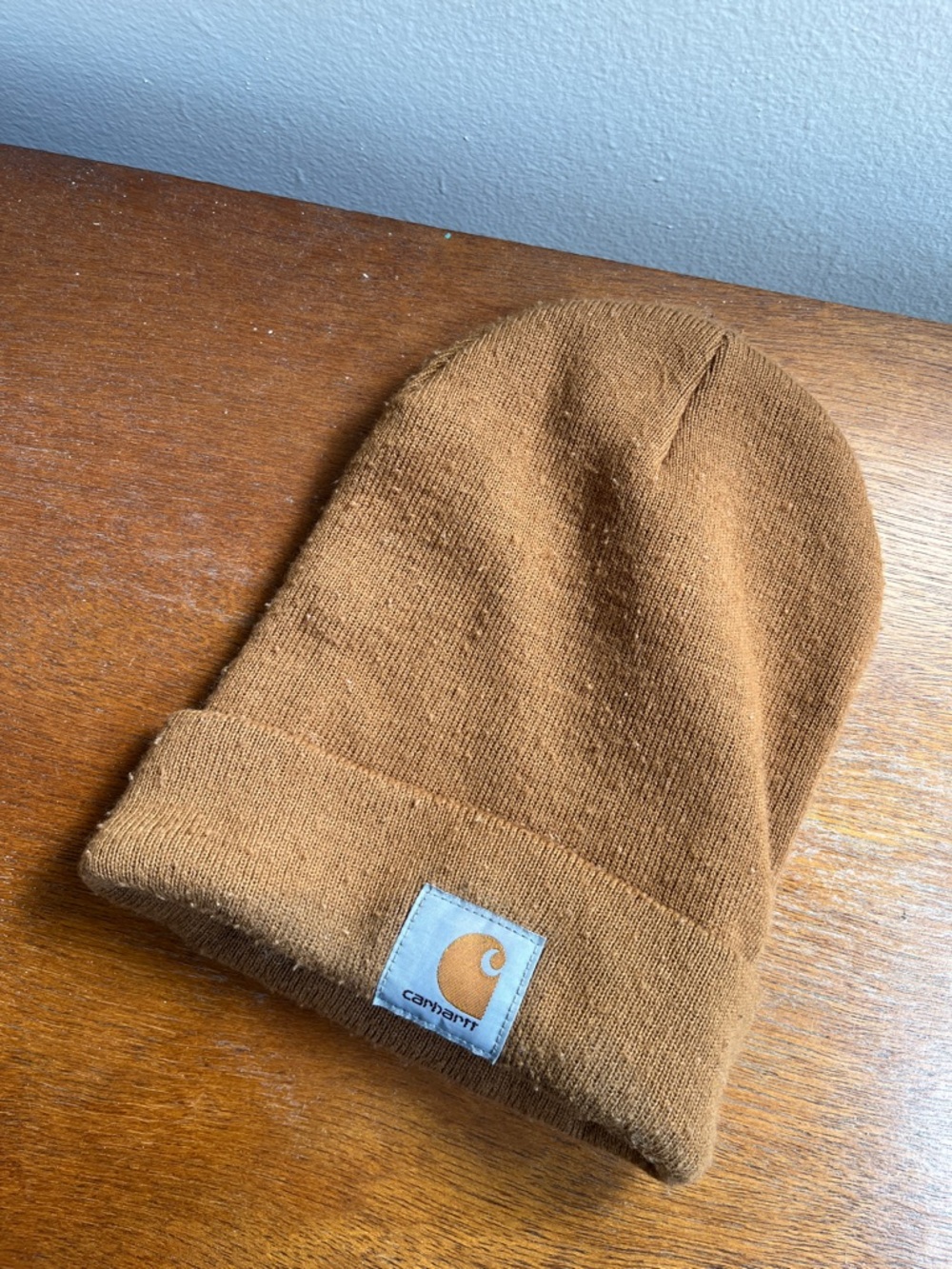 Carhartt Brown Cuffed Knit Beanie with Logo Patch - Picture 2 of 4
